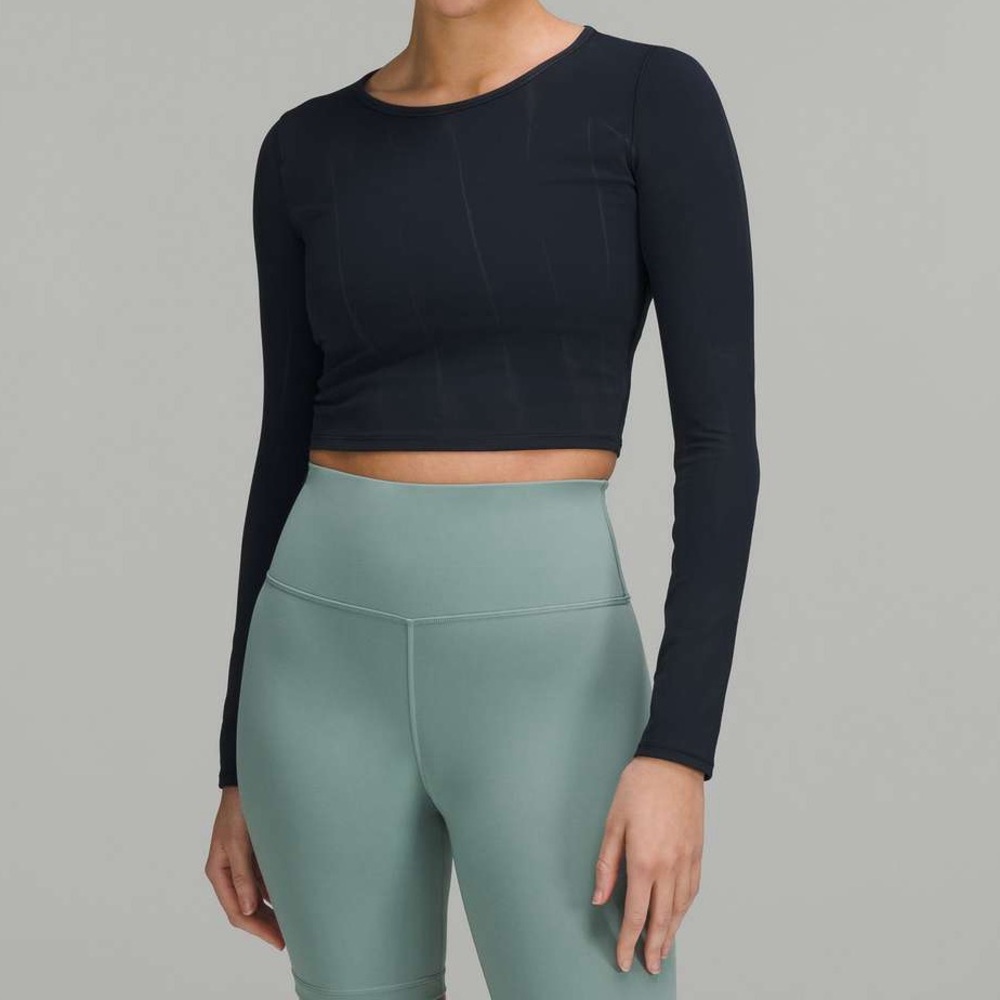 Lululemon Black Wunder Train Long Sleeve Crop Top